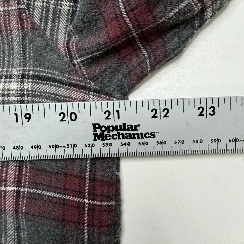 Weatherproof Vintage Mens 100% Cotton Flannel Shirt M Red Grey Plaid Grunge